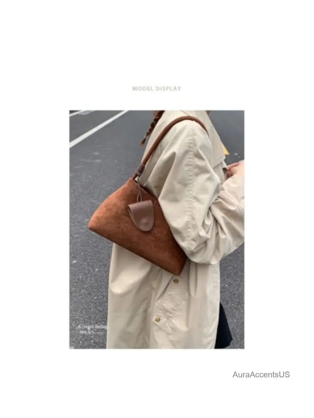 Faux Suede Top Handle Hobo Tote Bag Large Capacity Commuter Shoulder Bag